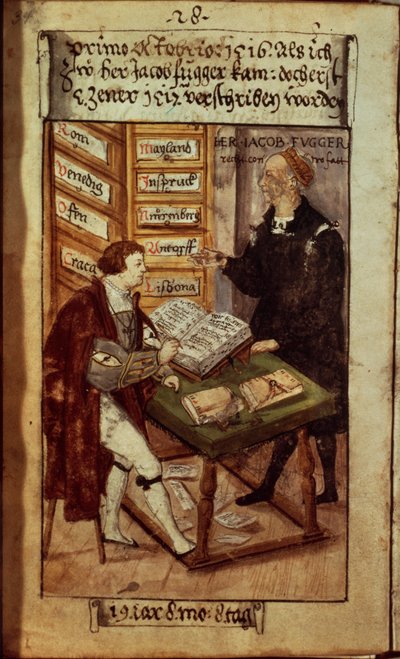 Jakob Fugger nel suo ufficio, 1518 da German School